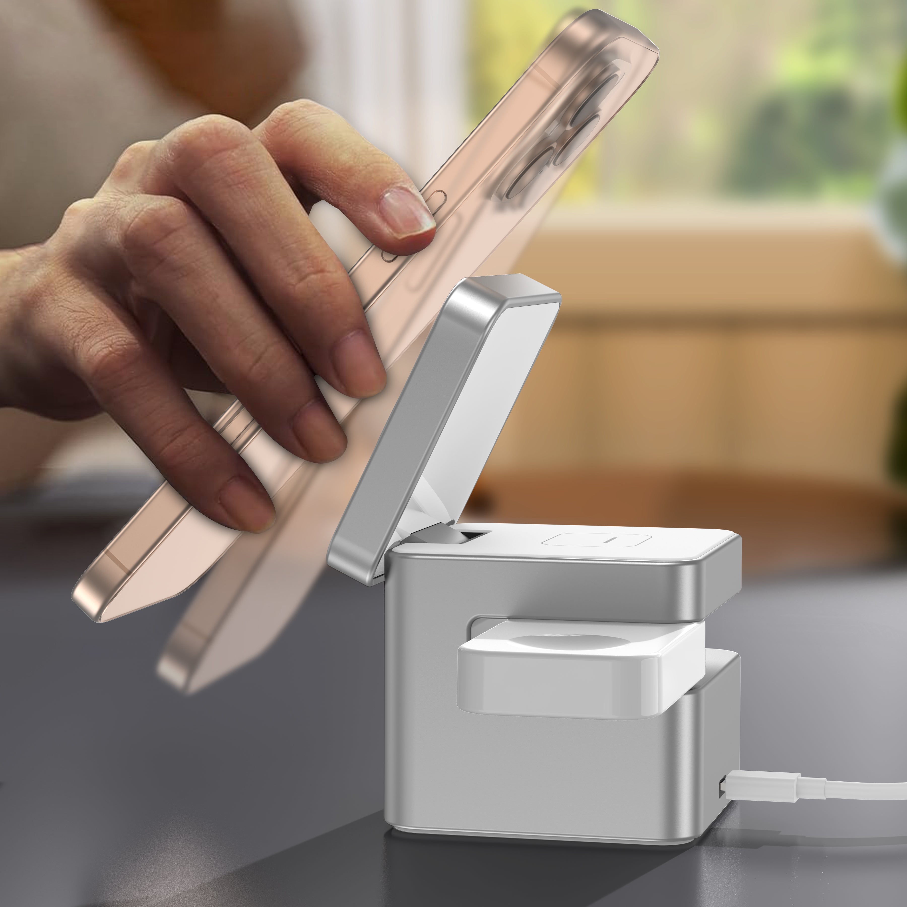 MagCube | 3-in-1 Aluminum Magnetic Wireless Charger (Qi2 Certified)