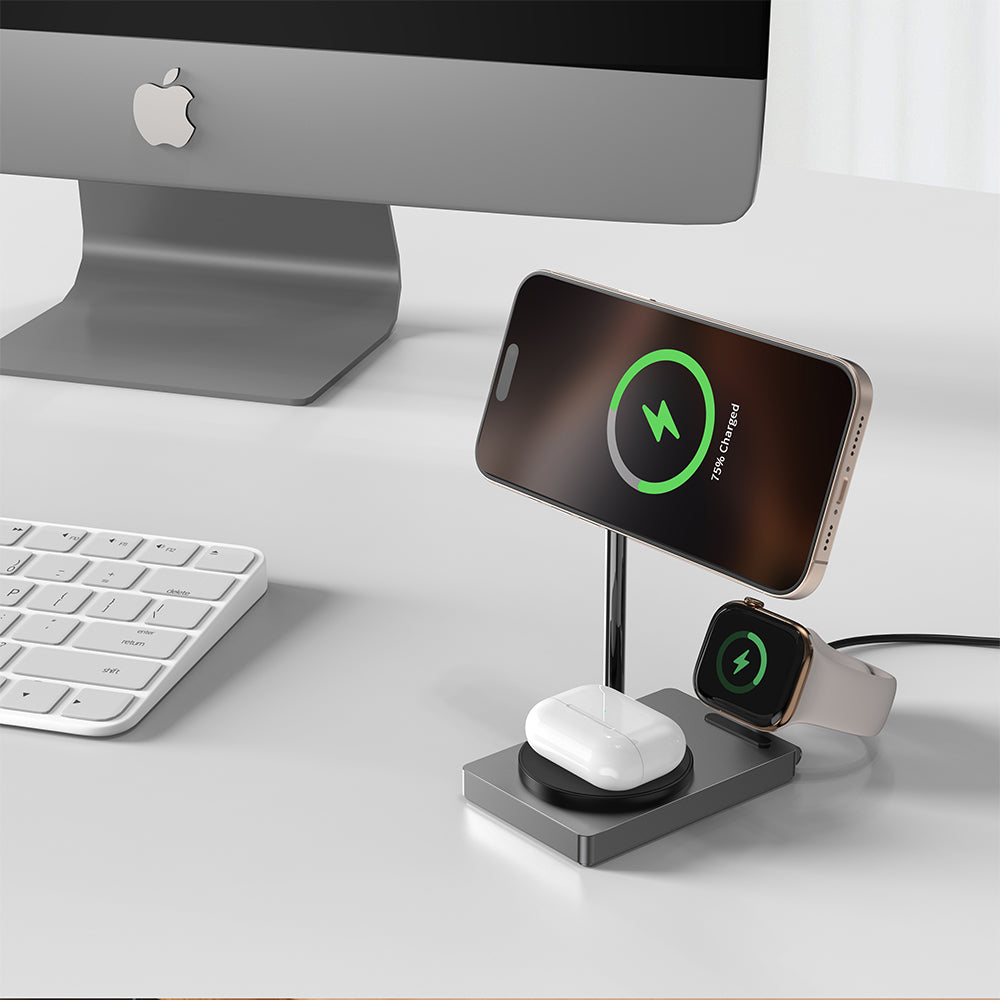 MagStand | 3-in-1 Aluminum Magnetic Wireless Charging Stand (Qi2 Certified)