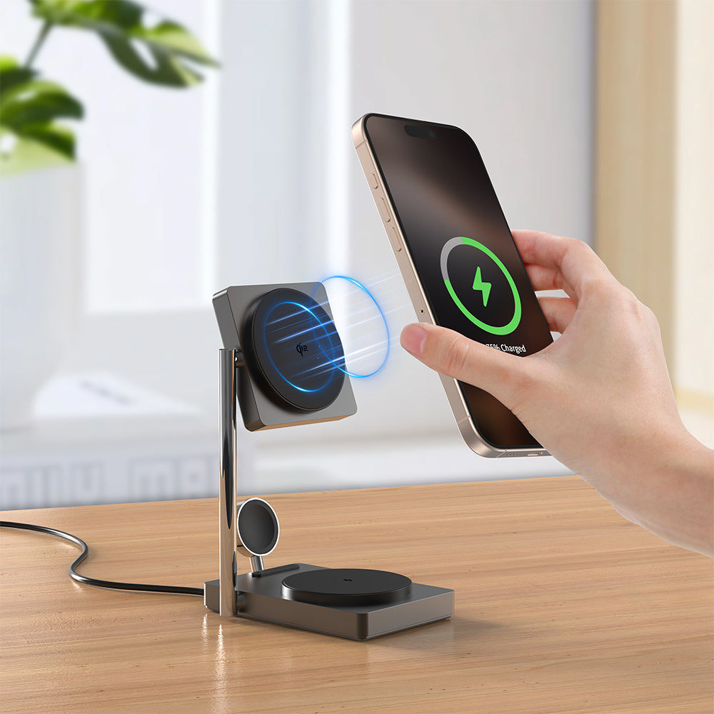 MagStand | 3-in-1 Aluminum Magnetic Wireless Charging Stand (Qi2 Certified)