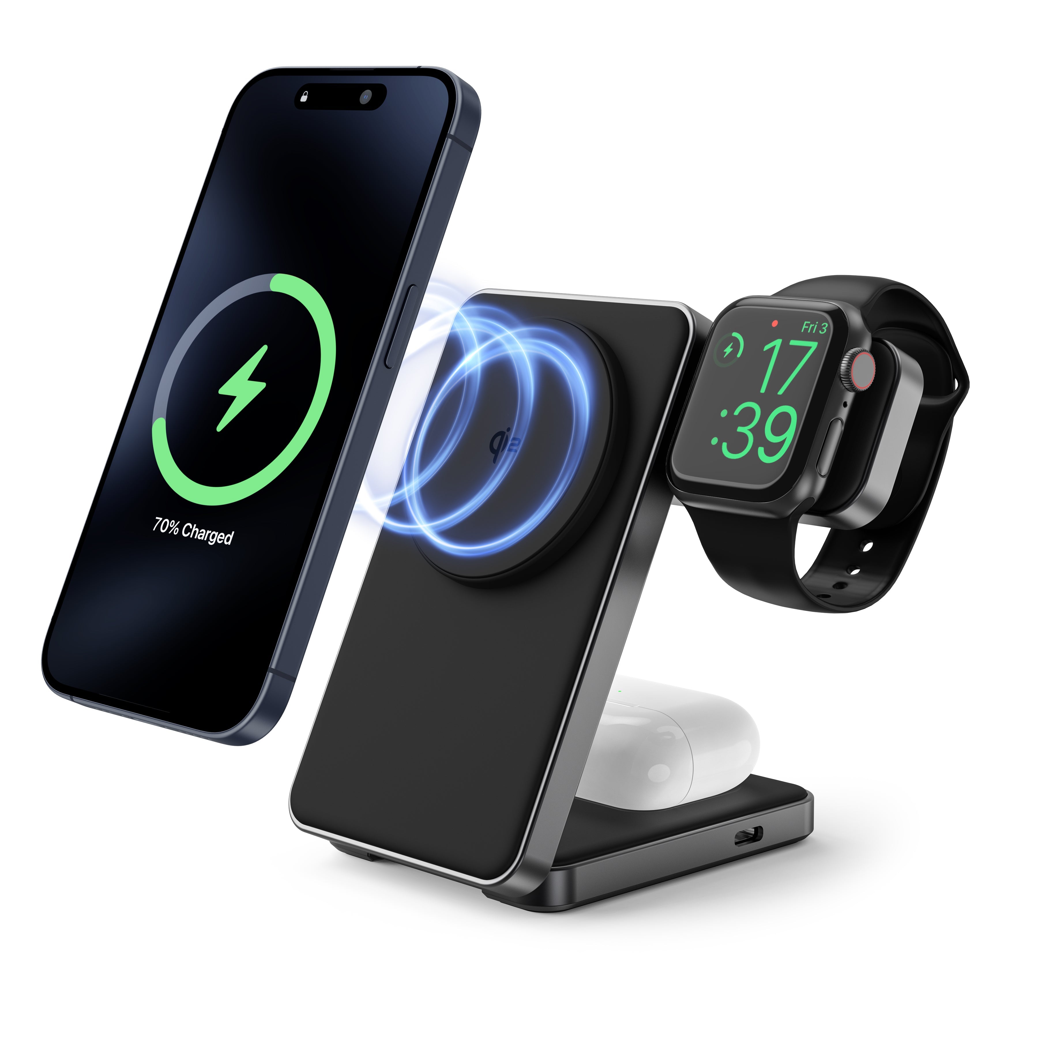 Foldi | 3-in-1 Aluminum Magnetic Wireless Charger (Qi2 Certified)