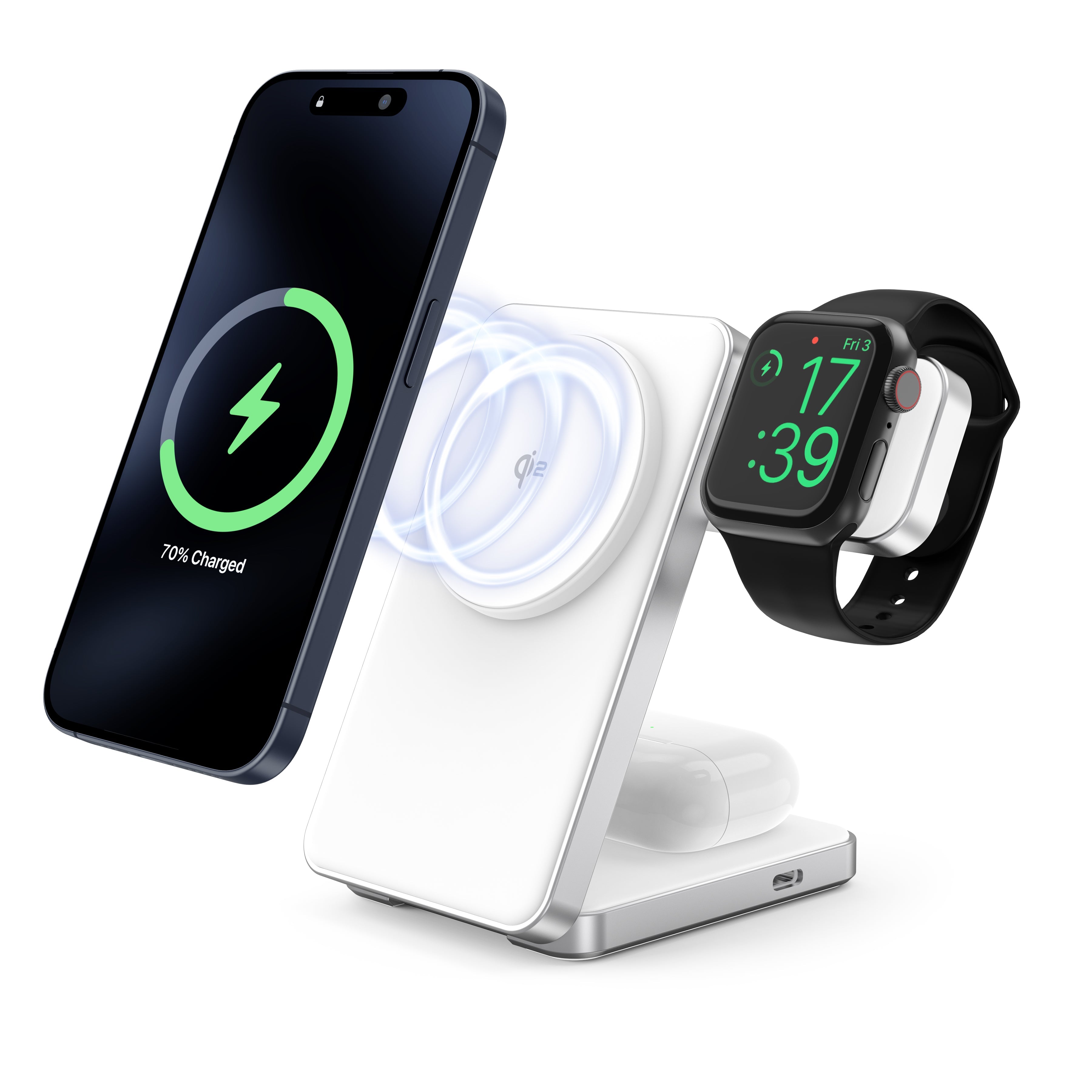 Foldi | 3-in-1 Aluminum Magnetic Wireless Charger (Qi2 Certified)
