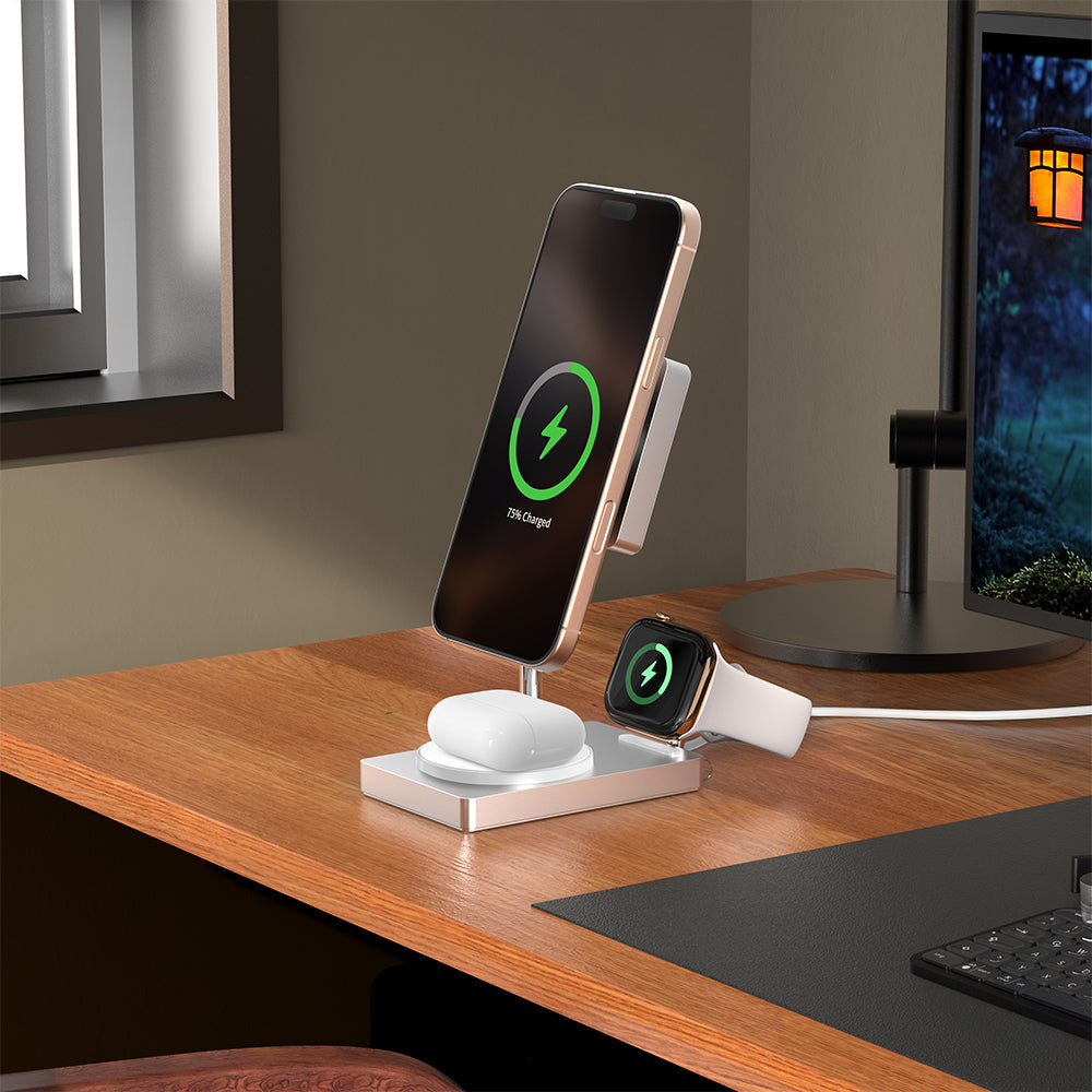 MagStand | 3-in-1 Aluminum Magnetic Wireless Charging Stand (Qi2 Certified)