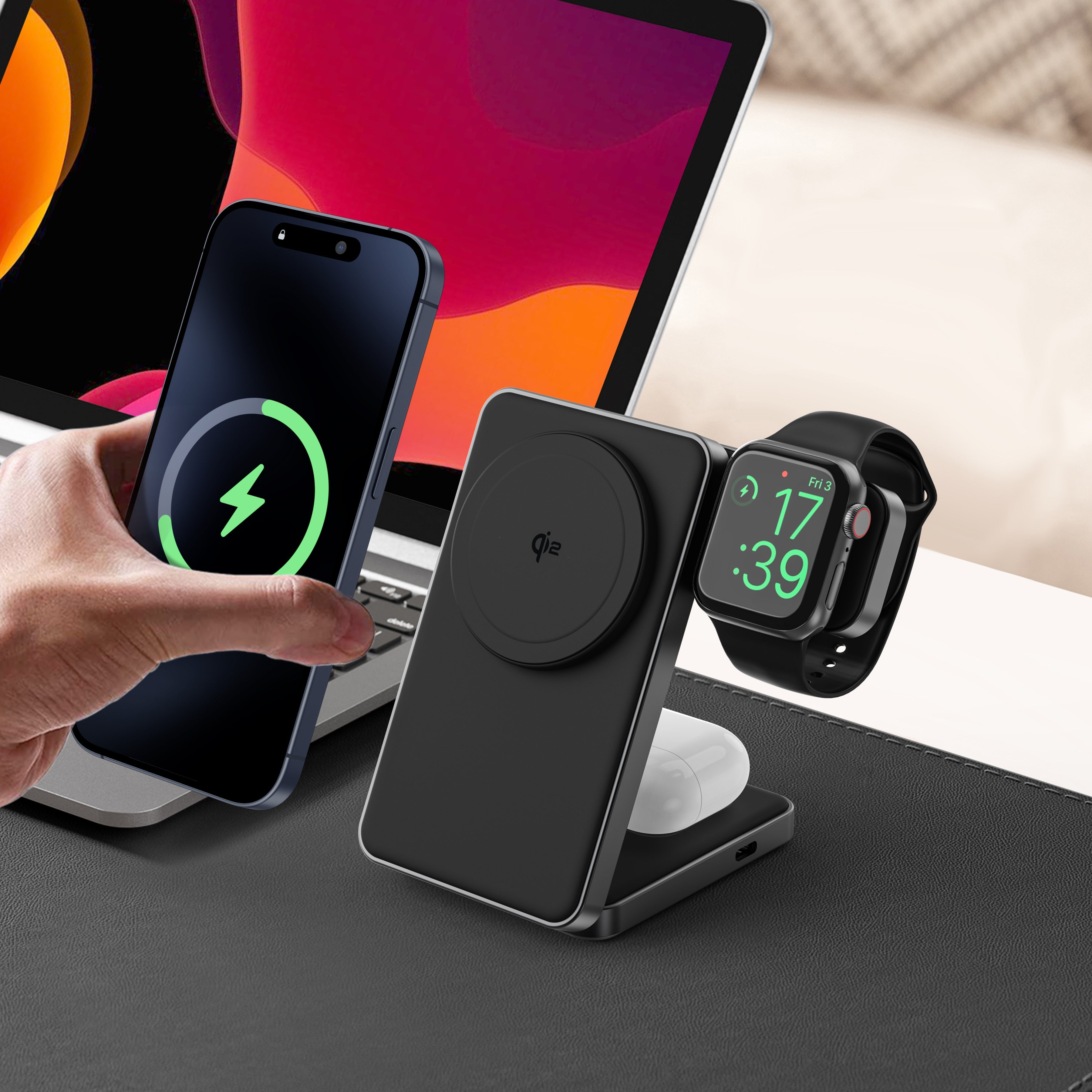 Foldi | 3-in-1 Aluminum Magnetic Wireless Charger (Qi2 Certified)
