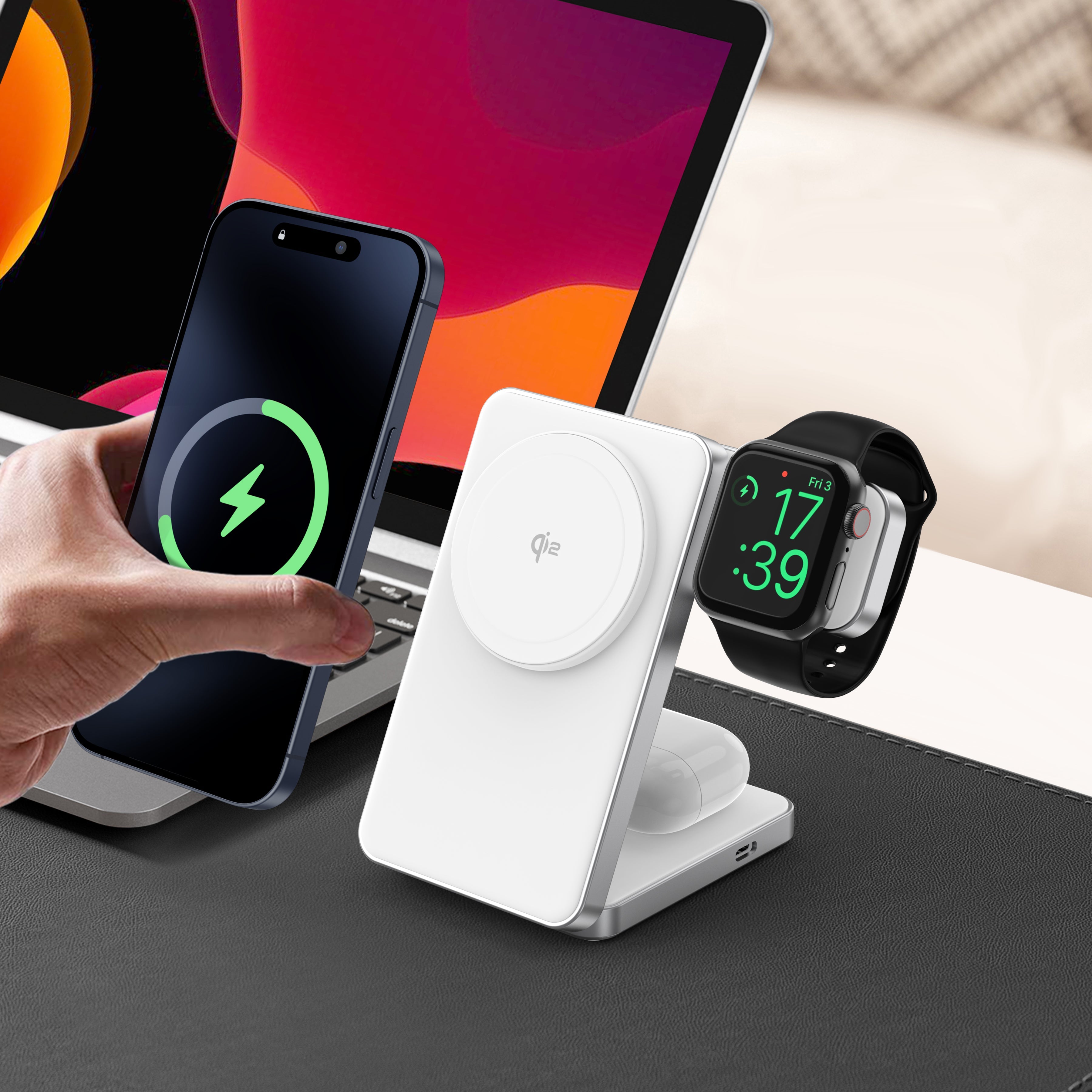 Foldi | 3-in-1 Aluminum Magnetic Wireless Charger (Qi2 Certified)