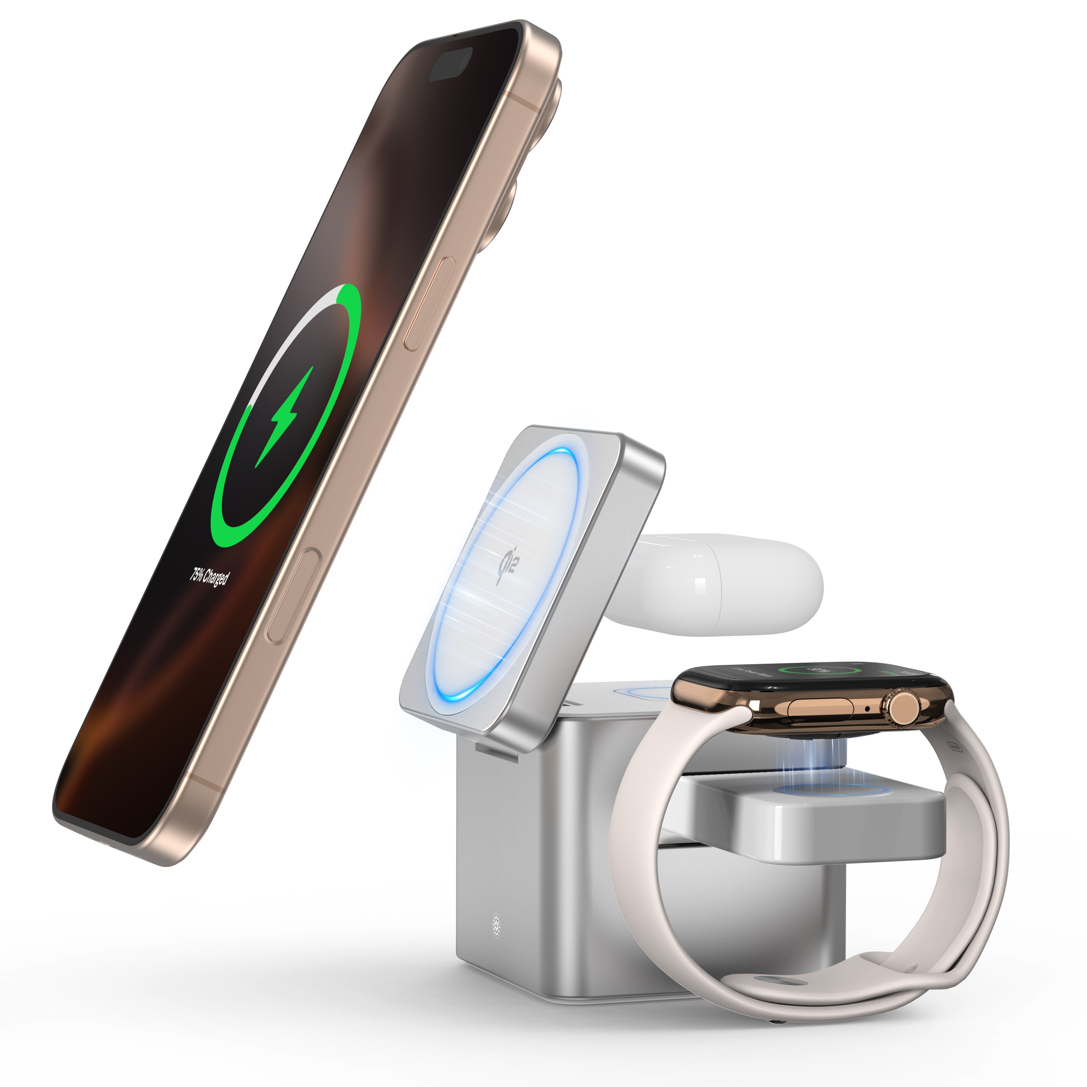 MagCube | 3-in-1 Aluminum Magnetic Wireless Charger (Qi2 Certified)