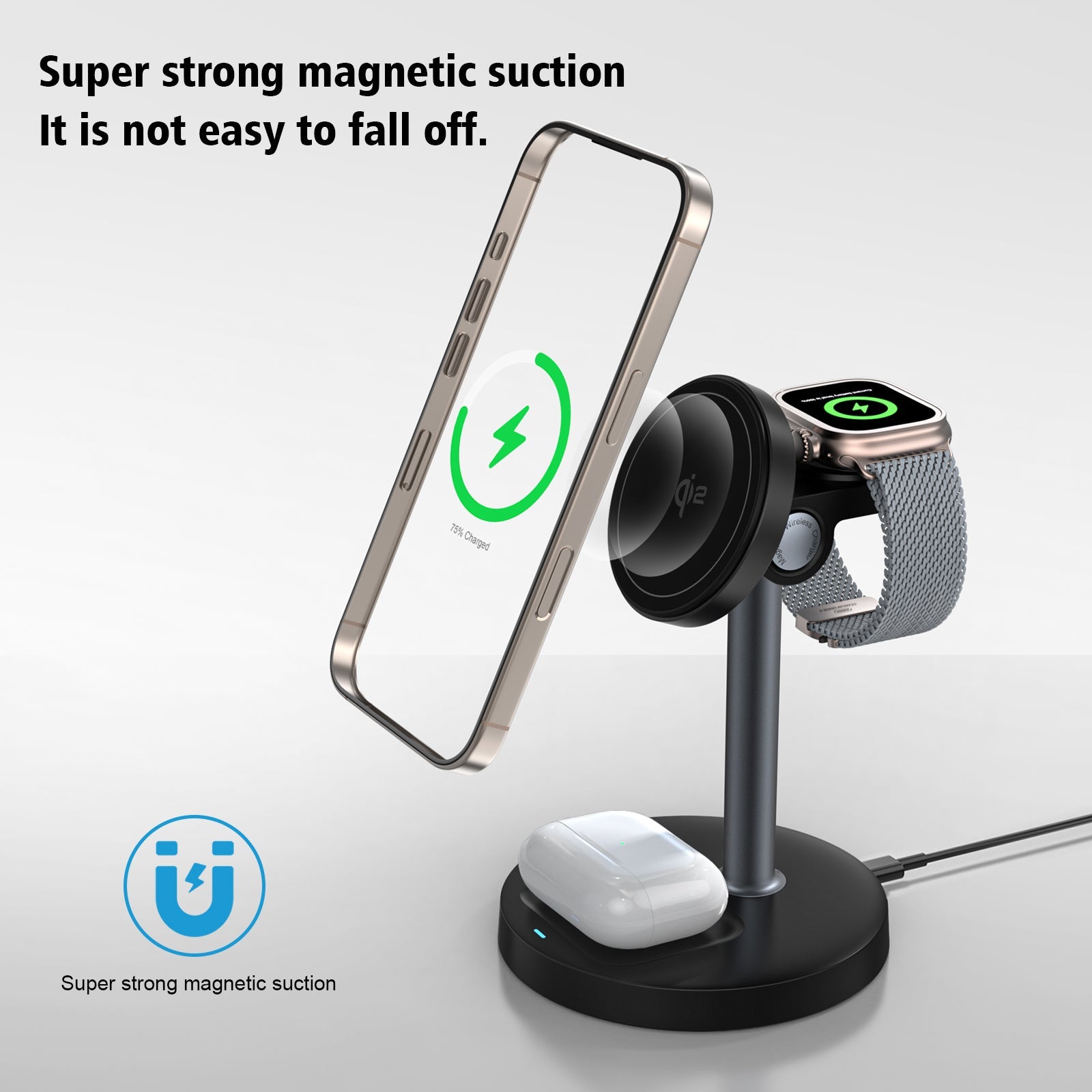 MagFlow | 3-in-1 Desktop Magnetic Wireless Charging Stand (Qi2 Certified)