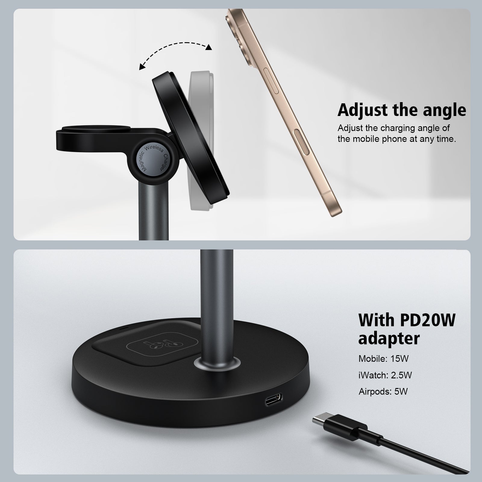 MagFlow | 3-in-1 Desktop Magnetic Wireless Charging Stand (Qi2 Certified)